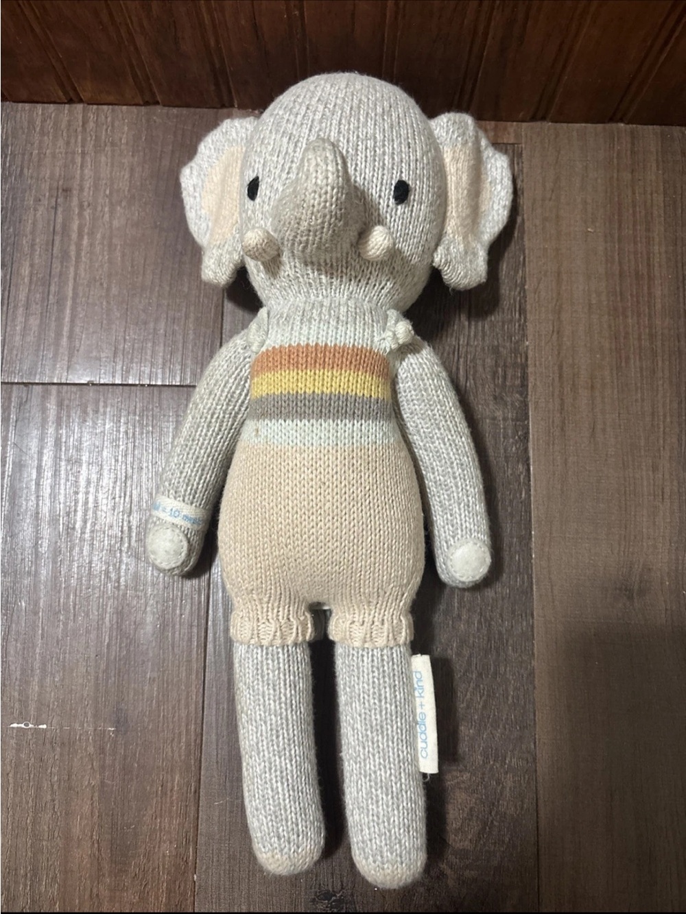 Cuddle + Kind Knit Evan the Elephant Plush Handmade Peru